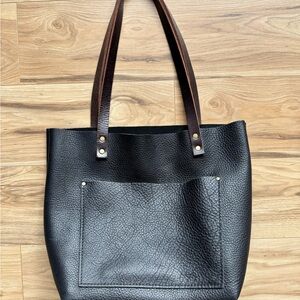 Elegant Black Leather Tote Bag